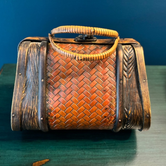 Handmade Wooden Handbag Brown - Picture 2 of 6